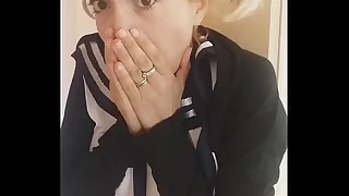 this poor collegiate is really scared&excl; she's home alone and there's a monster with her &period;&period;&period; maybe it's the good chance to lose her virginity